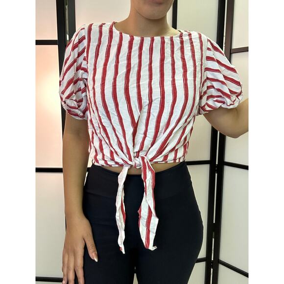 red and white striped shirt Large  H - Picture 2 of 3
